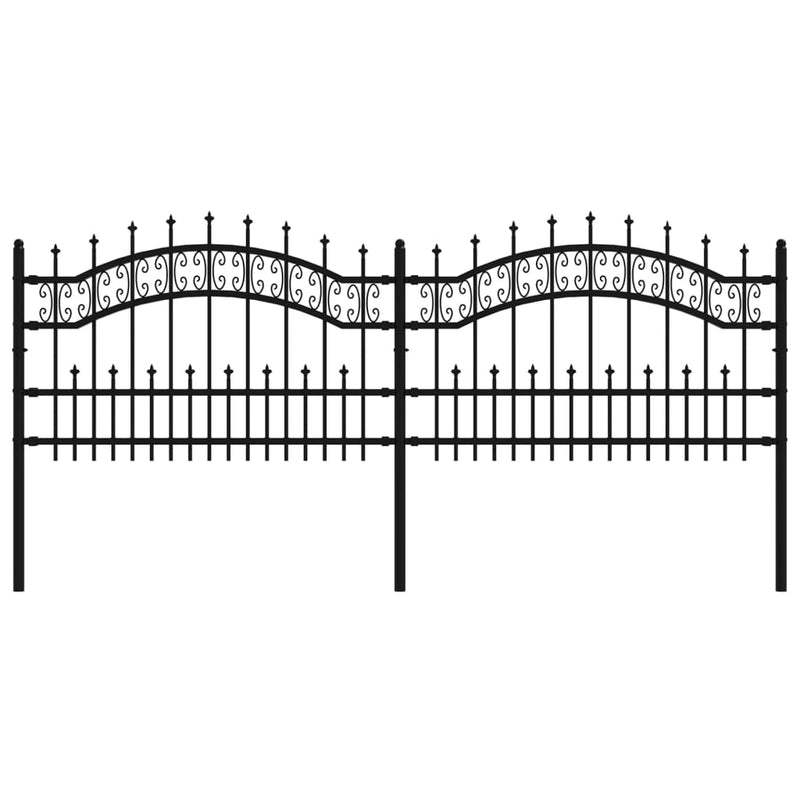 Load image into Gallery viewer, Vidaxl tuinhek met speerpunt zwart 240x75 cm gepoedercoat staal
