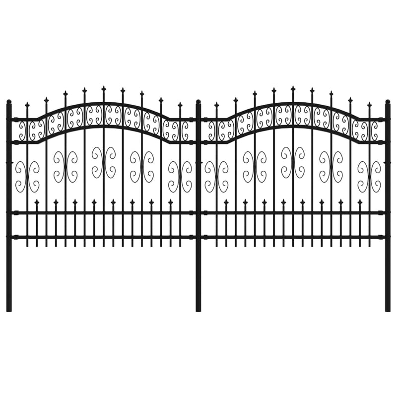 Load image into Gallery viewer, Vidaxl tuinhek met speerpunt zwart 240x100 cm gepoedercoat staal
