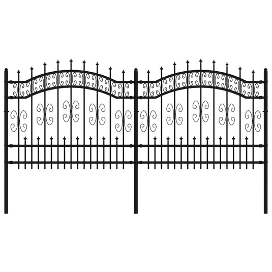 Vidaxl tuinhek met speerpunt zwart 240x100 cm gepoedercoat staal