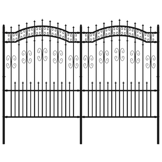 Vidaxl tuinhek met speerpunt zwart 240x150 cm gepoedercoat staal