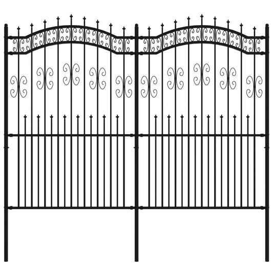 Vidaxl tuinhek met speerpunt zwart 240x175cm gepoedercoat staal