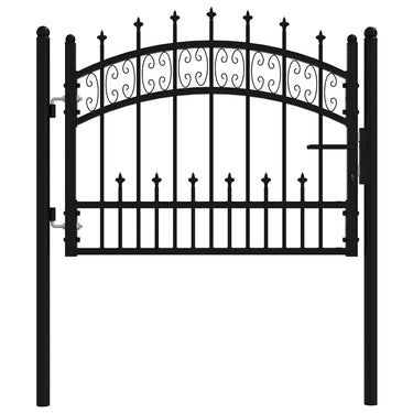 Vidaxl hekpoort met speerpunt zwart 103x75 cm gepoedercoat staal