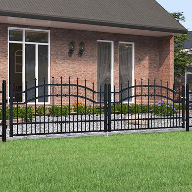 Vidaxl hekpoort met speerpunt zwart 305x75 cm gepoedercoat staal