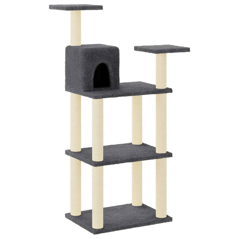Load image into Gallery viewer, Vidaxl kattenkrabpaal met sisal krabpalen 118,5 cm donkergrijs
