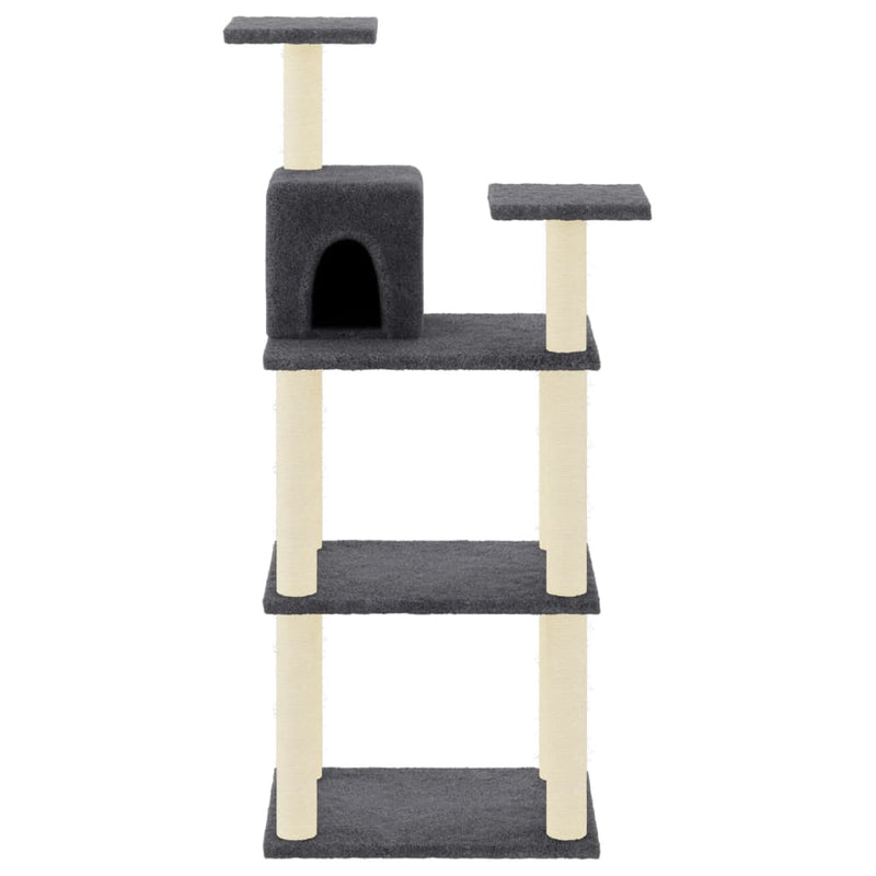 Load image into Gallery viewer, Vidaxl kattenkrabpaal met sisal krabpalen 118,5 cm donkergrijs
