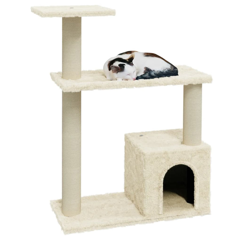 Load image into Gallery viewer, Vidaxl kattenkrabpaal met sisal krabpalen 70 cm crèmekleurig
