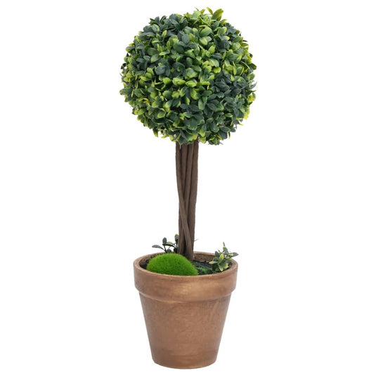 VidaXL Kunstplanten met pot 2 st buxus bolvorming 33 cm groen