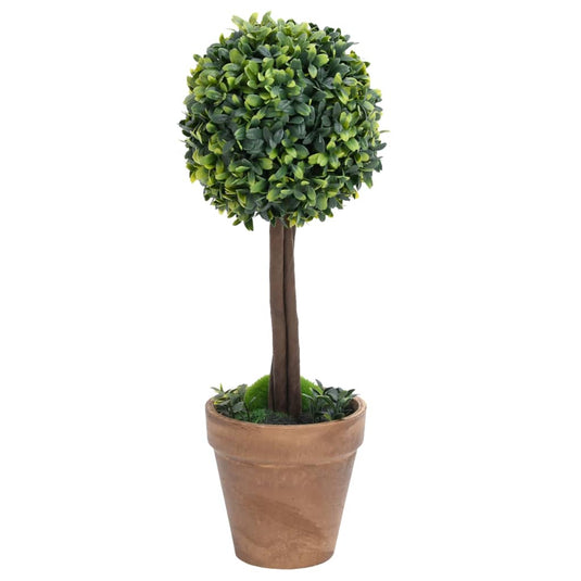 VidaXL Kunstplanten met pot 2 st buxus bolvorming 33 cm groen