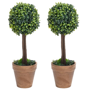 Vidaxl kunstplanten met pot 2 st buxus bolvorming 41 cm groen