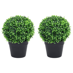 Vidaxl kunstplanten met pot 2 st buxus bolvorming 32 cm groen