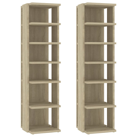 Vidaxl schoenenkasten 2 st 27,5x27x102 cm sonoma eikenkleurig