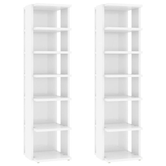 Vidaxl schoenenkasten 2 st 27,5x27x102 cm hoogglans wit