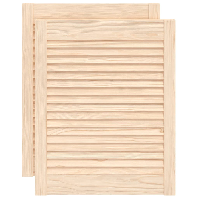 Load image into Gallery viewer, Vidaxl kastdeuren met lamellen 2 st 61,5x49,4 cm massief grenenhout
