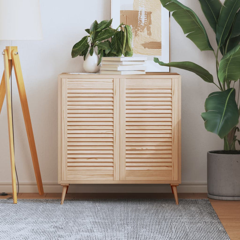 Load image into Gallery viewer, Vidaxl kastdeuren met lamellen 2 st 69x39,4 cm massief grenenhout
