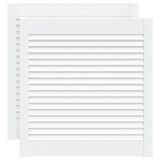 Vidaxl kastdeuren met lamellen 2 st 61,5x59,4 cm grenenhout wit
