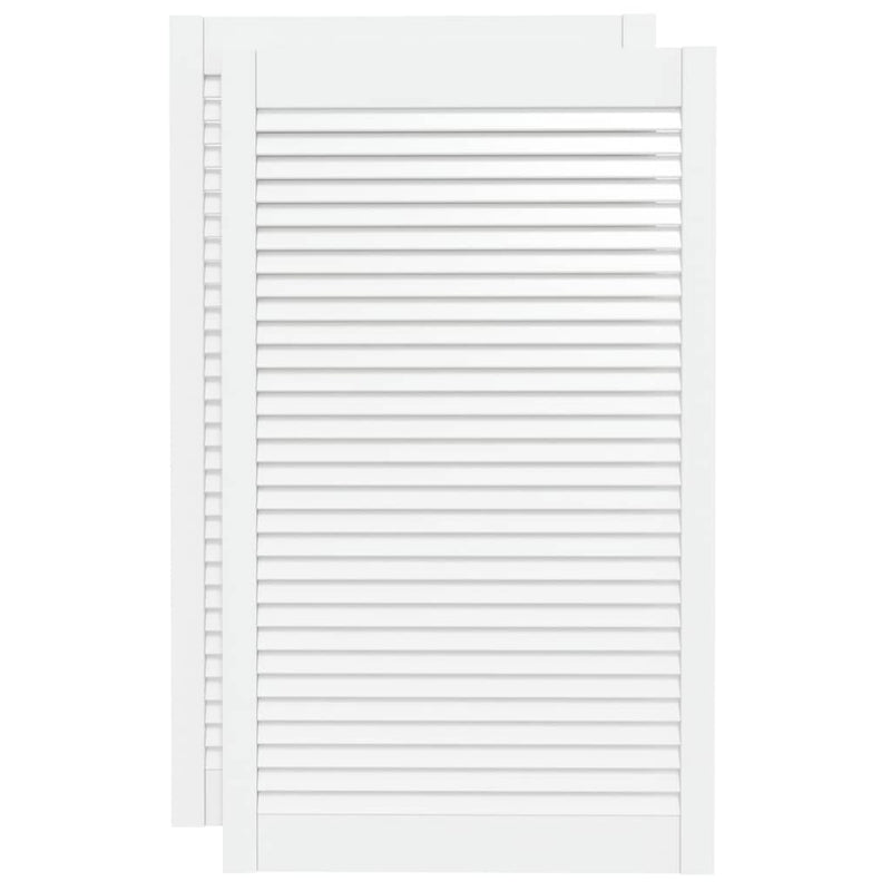 Load image into Gallery viewer, Vidaxl kastdeuren met lamellen 2 st 99,3x59,4 cm grenenhout wit
