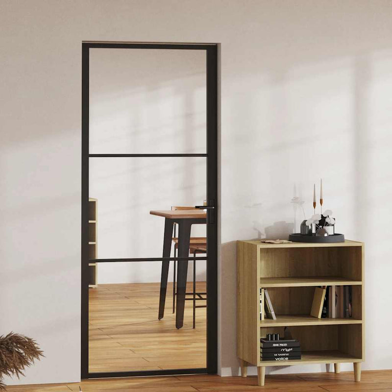 Load image into Gallery viewer, Vidaxl binnendeur 83x201,5 cm esg-glas en aluminium zwart
