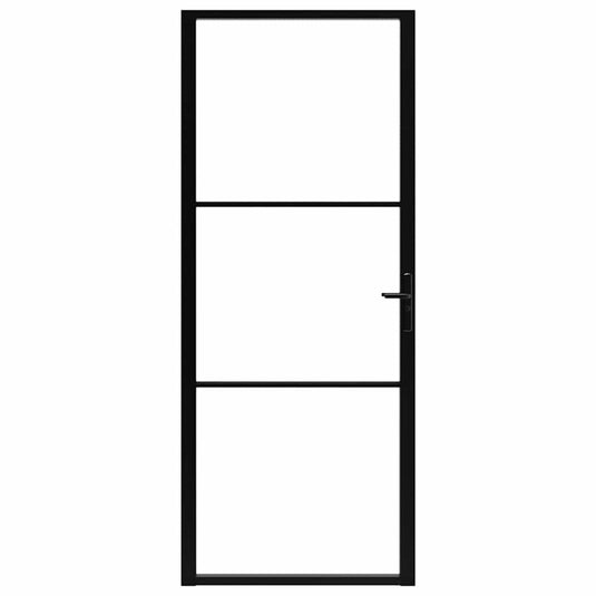 Vidaxl binnendeur 93x201,5 cm esg-glas en aluminium zwart