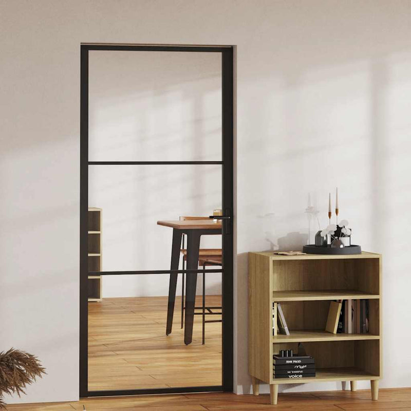 Load image into Gallery viewer, Vidaxl binnendeur 93x201,5 cm esg-glas en aluminium zwart
