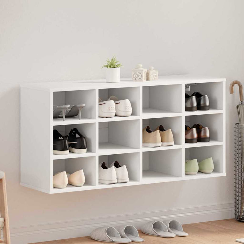 Afbeelding laden in galerijviewer, Vidaxl schoenenkast met plank wit 103 x 30 x 51 cm bewerkt hout
