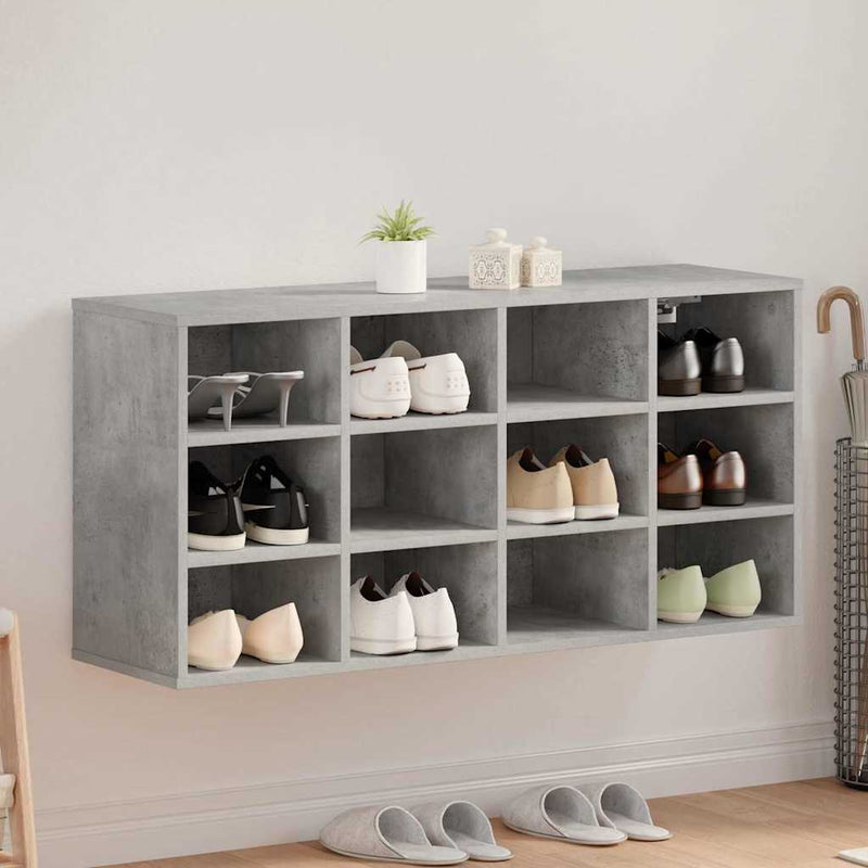Afbeelding laden in galerijviewer, Vidaxl schoenenkast met plank betongrijs 103 x 30 x 51 cm bewerkt hout
