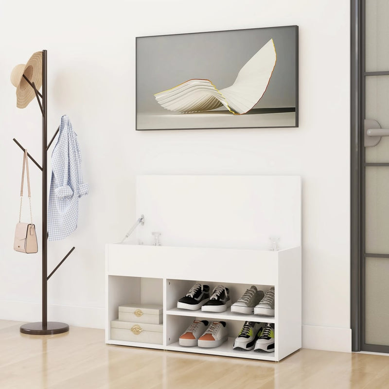 Load image into Gallery viewer, Vidaxl schoenenbank 80x30x45 cm bewerkt hout wit
