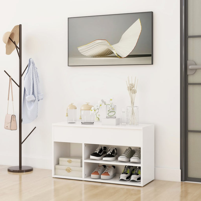 Load image into Gallery viewer, Vidaxl schoenenbank 80x30x45 cm bewerkt hout wit
