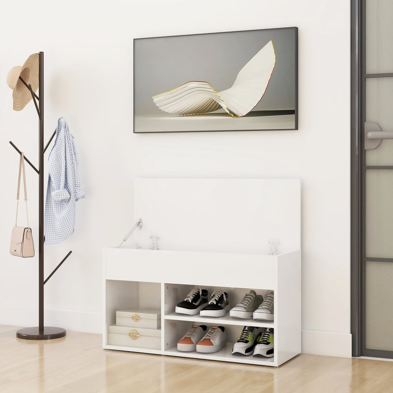 Load image into Gallery viewer, Vidaxl schoenenbank 80x30x45 cm bewerkt hout hoogglans wit
