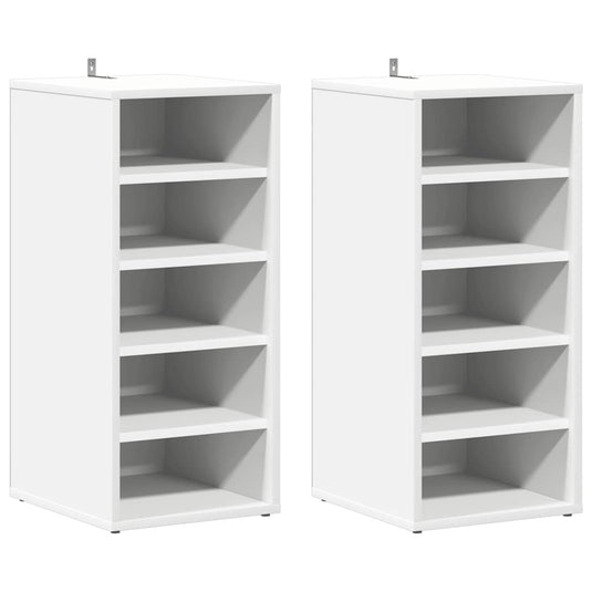 Vidaxl schoenenkasten 2 st 31,5x35x70 cm bewerkt hout wit
