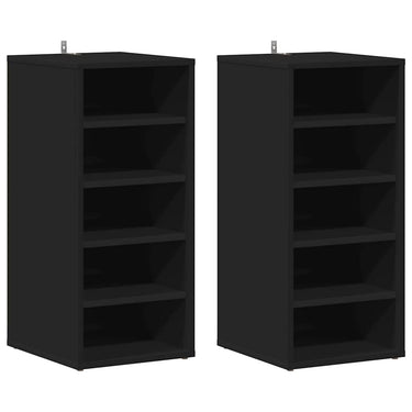 Vidaxl schoenenkasten 2 st 31,5x35x70 cm bewerkt hout zwart