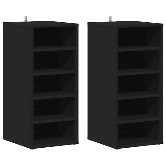 Vidaxl schoenenkasten 2 st 31,5x35x70 cm bewerkt hout zwart