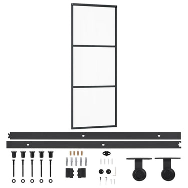 Vidaxl schuifdeur met beslag 76x205 cm aluminium en esg-glas
