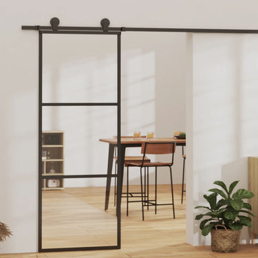 Vidaxl schuifdeur met beslag 76x205 cm aluminium en esg-glas