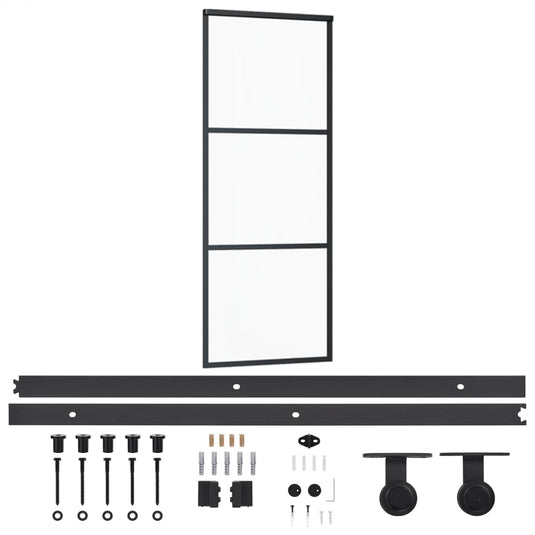 Vidaxl schuifdeur met beslag 76x205 cm aluminium en esg-glas