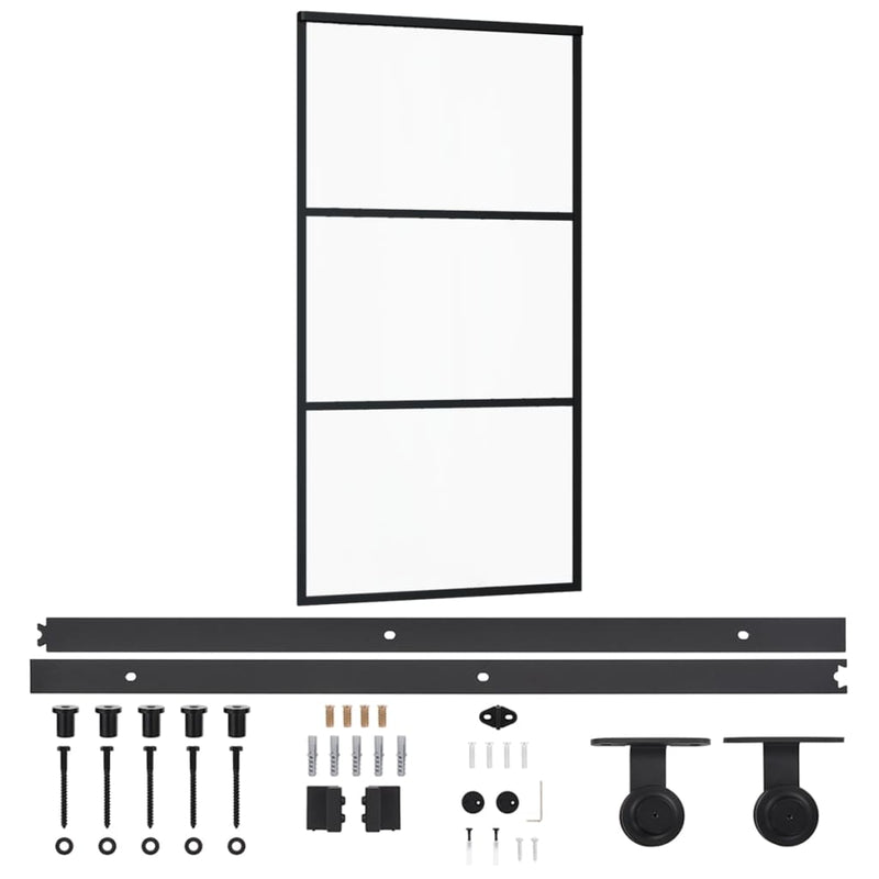 Load image into Gallery viewer, VidaXL Schuifdeur met beslag 102x205 cm aluminium en ESG-glas
