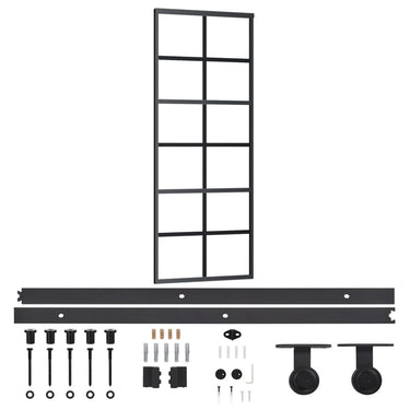 Vidaxl schuifdeur met beslag 76x205 cm aluminium en esg-glas