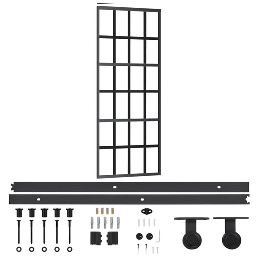 Vidaxl schuifdeur met beslag 76x205 cm aluminium en esg-glas