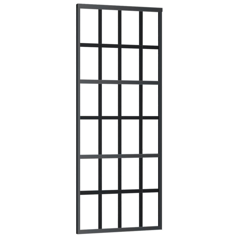 Load image into Gallery viewer, Vidaxl schuifdeur met beslag 76x205 cm aluminium en esg-glas
