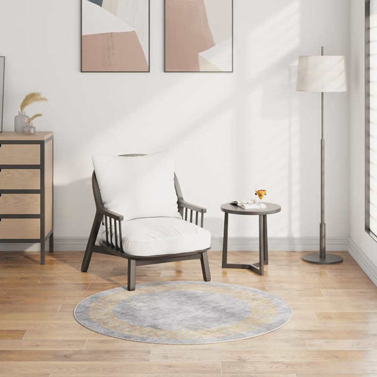 Vidaxl vloerkleed wasbaar anti-slip ø120 cm grijs