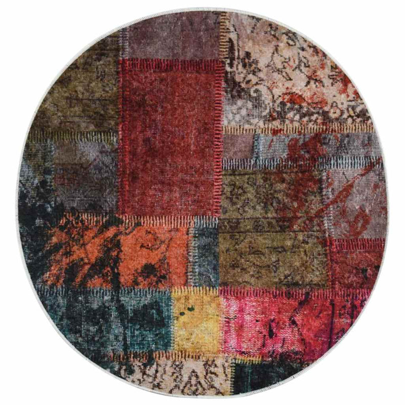 Load image into Gallery viewer, Vidaxl vloerkleed wasbaar anti-slip patchwork ø120 cm meerkleurig
