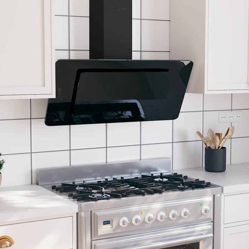 Load image into Gallery viewer, Vidaxl wandafzuigkap 90 cm roestvrij staal en gehard glas zwart
