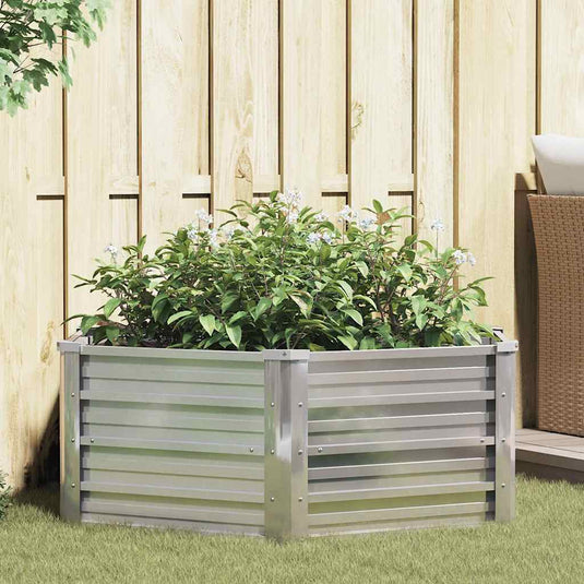 Vidaxl plantenbak verhoogd 129x45 cm gegalvaniseerd staal zilverkleur