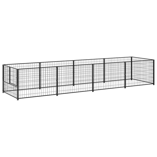 Vidaxl hondenkennel 4 m² staal zwart