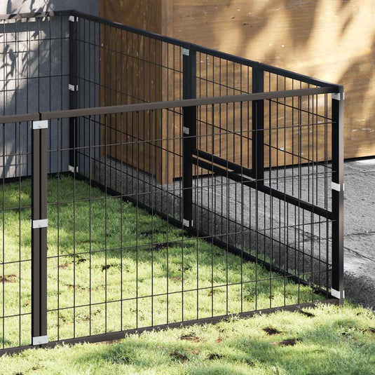 Vidaxl hondenkennel 4 m² staal zwart
