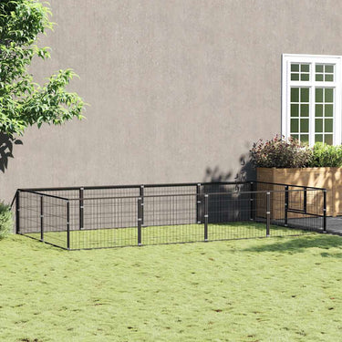 Vidaxl hondenkennel 8 m² staal zwart