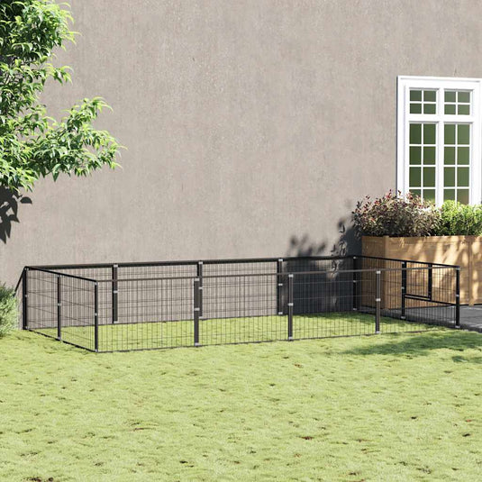 Vidaxl hondenkennel 8 m² staal zwart