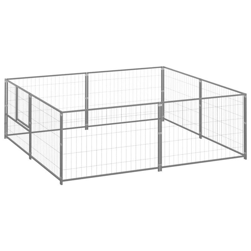 Load image into Gallery viewer, Vidaxl hondenkennel 4 m² staal zilverkleurig
