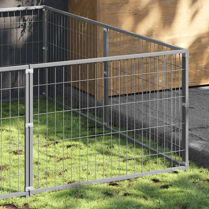 Load image into Gallery viewer, Vidaxl hondenkennel 4 m² staal zilverkleurig
