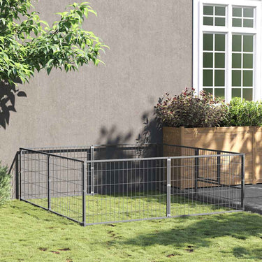 Vidaxl hondenkennel 4 m² staal zilverkleurig