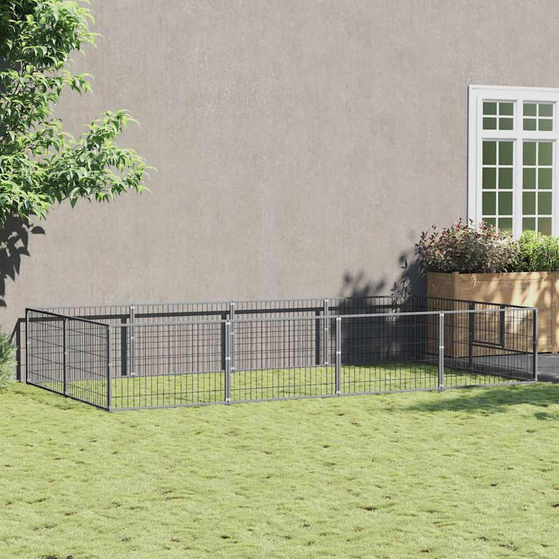 Load image into Gallery viewer, Vidaxl hondenkennel 8 m² staal zilverkleurig
